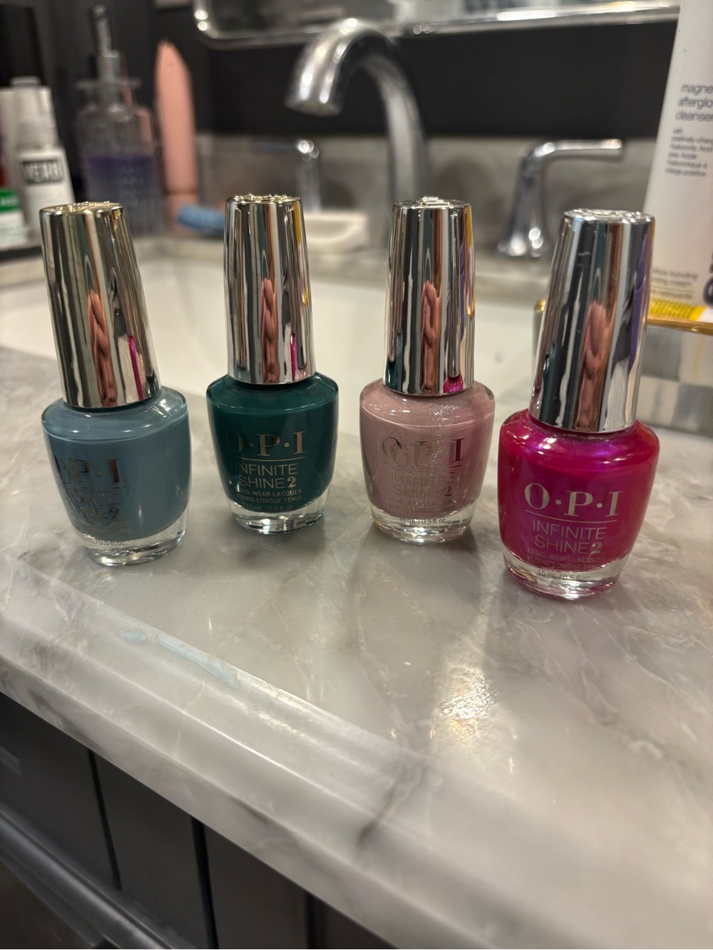 4 - OPI Nail Polish Set - Blue, Teal, Champagne, Fuchsia